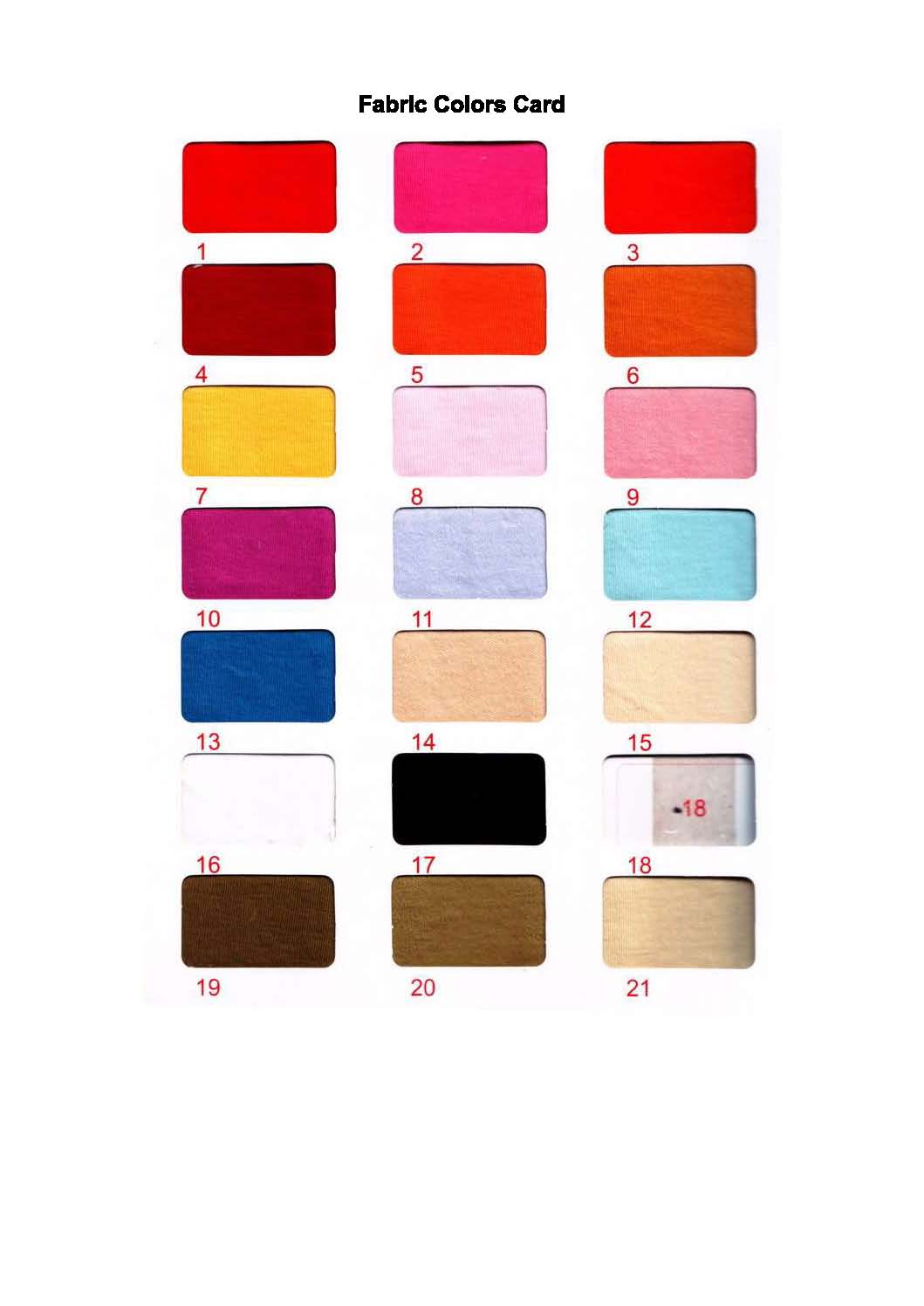 OBIBI Baby Clothes Basic Color Chart